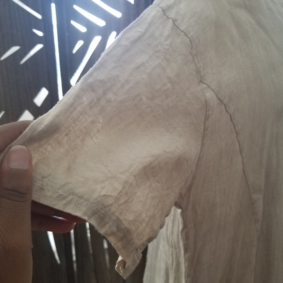 Italian-Made Burlap Cotton Collage Blouse - Picture 5 of 6